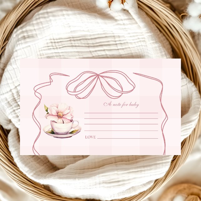 Pink Tea Party Baby Shower Note for Baby Enclosure Card (Creator Uploaded)