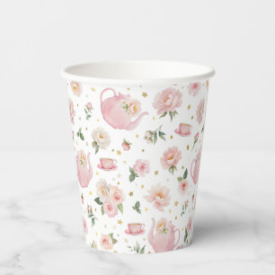 Pink Tea Party Baby Shower Paper Cups