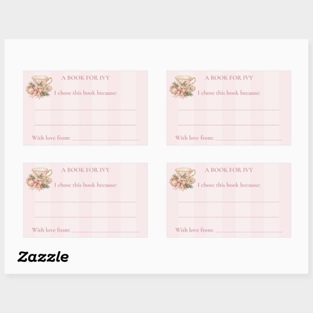Pink Tea Party Baby Shower Rectangular Sticker (Sheet)