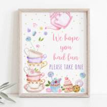 Pink Tea Party Birthday Favor Sign