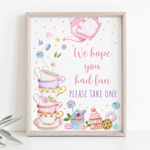 Pink Tea Party Birthday Favor Sign