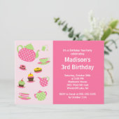 Pink Tea Party Birthday Party Invitation (Standing Front)