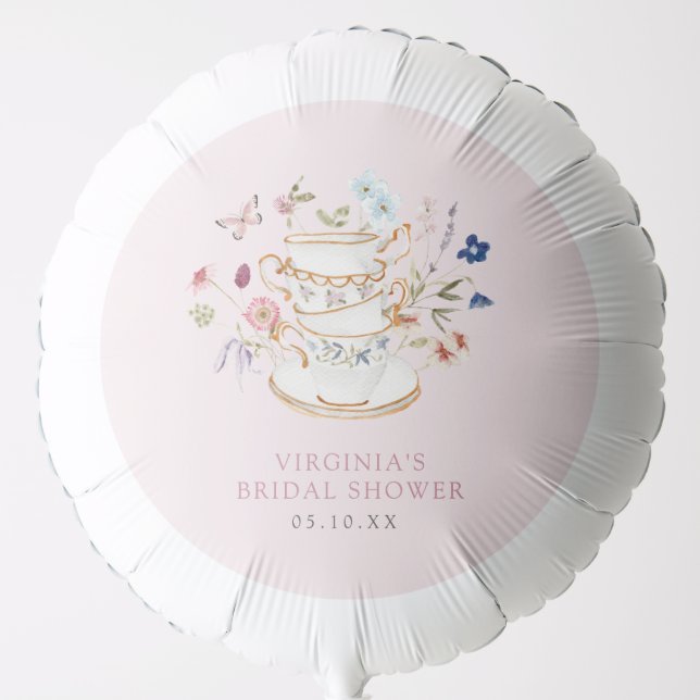Pink Tea Party Bridal Shower Balloon (Front)