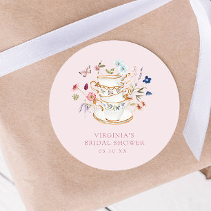 Pink Tea Party Bridal Shower Sticker