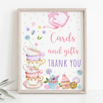 Pink Tea Party Cards & Gifts Birthday Sign