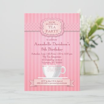 Pink Tea Party Invitation | Zazzle