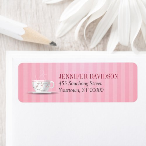 Pink Tea Party Return Address Label