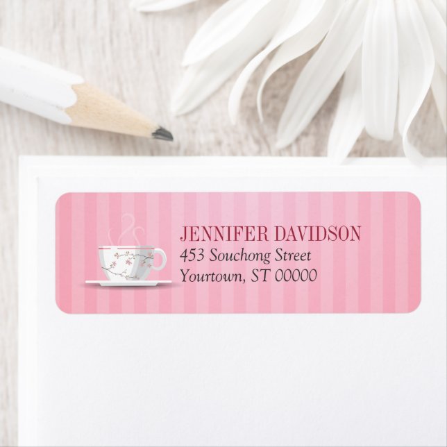 Pink Tea Party Return Address Label (Insitu)