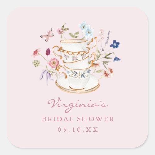 Pink Tea Party  Square Sticker