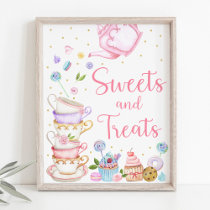 Pink Tea Party Sweets & Treats Birthday Sign
