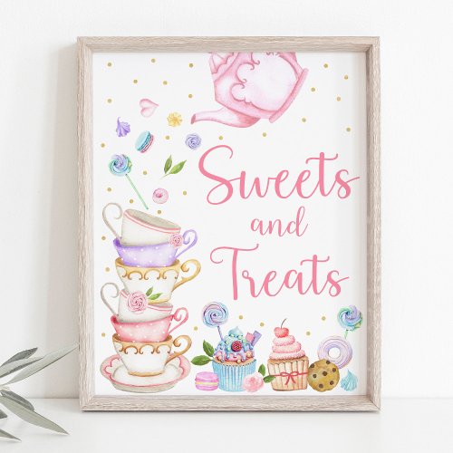 Pink Tea Party Sweets  Treats Birthday Sign