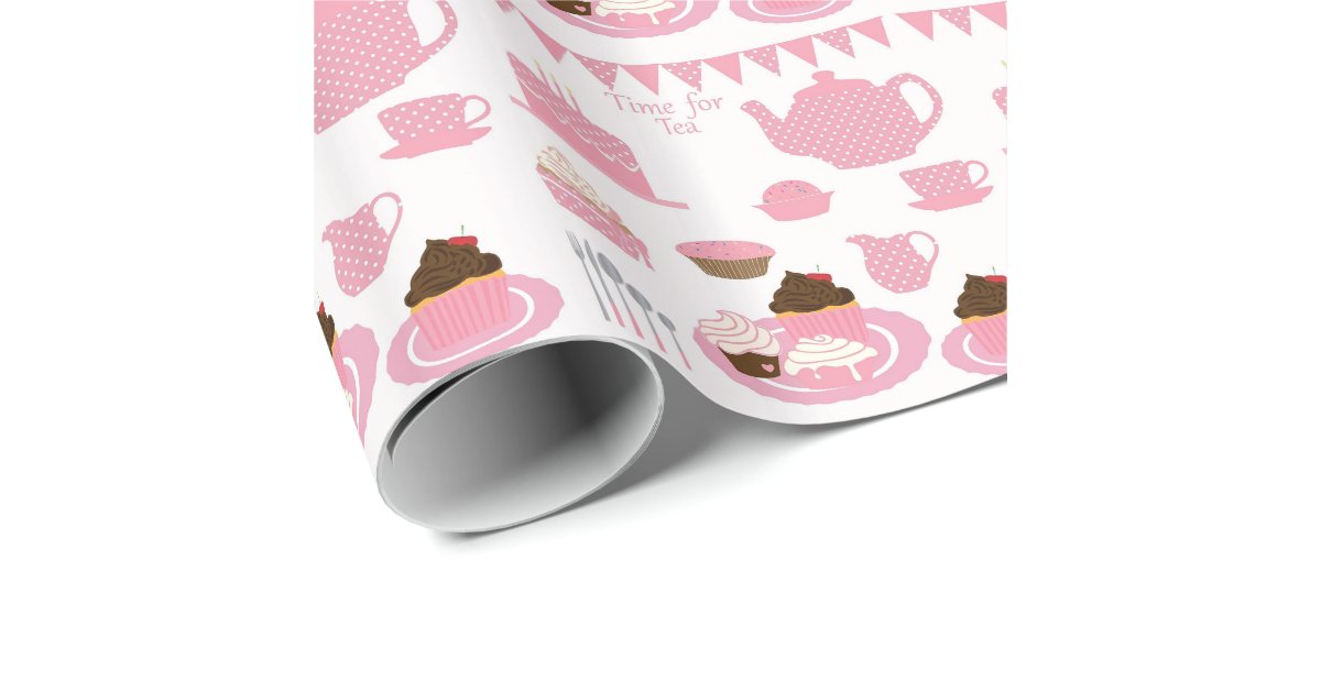Pink Tea Party Wrapping Paper Zazzle