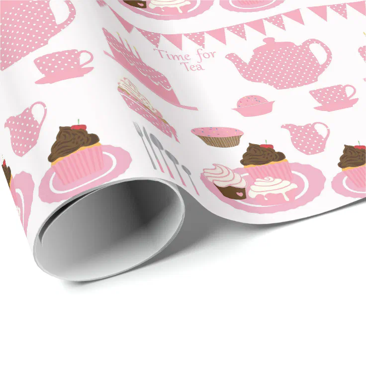 Pink Tea Party Wrapping Paper Zazzle