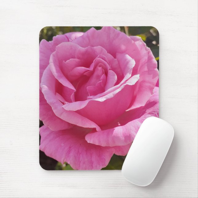 Pink Tea Rose floral Girls Pink Mouse Pad (With Mouse)