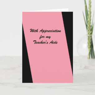 Pink Teacher's Aide Thank You Card