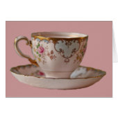 Pink Teacup and Saucer with Roses (Front Horizontal)