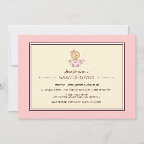 Pink Teacup Baby Shower Invitations {for a girl}