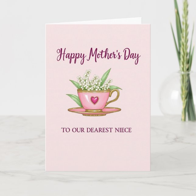 Pink Teacup Mothers Day Wish Card (Front)