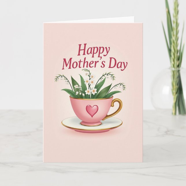 Pink Teacup Mothers Love Card (Front)