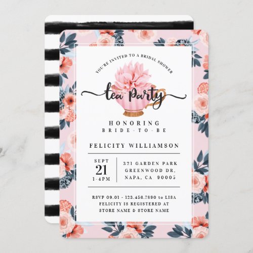 Pink Teacup Tea Party Bridal Shower Invitation