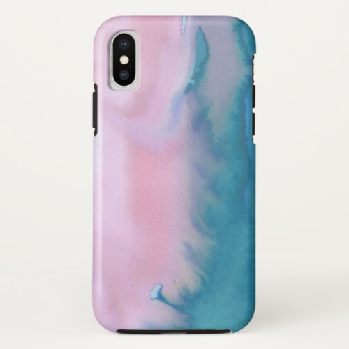 Pink teal abstract watercolor phone case
