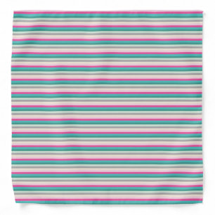 Pink Teal and Grey Striped Bandana