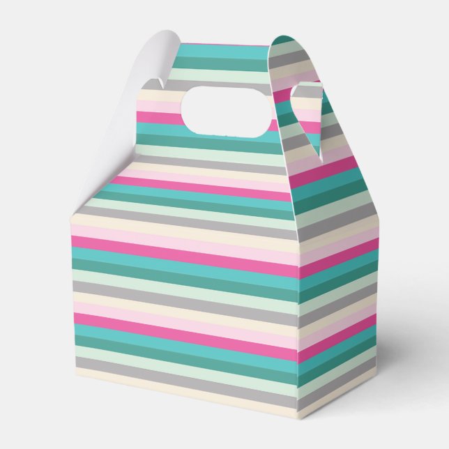 Pink Teal and Grey Striped Favor Boxes (Back Side)