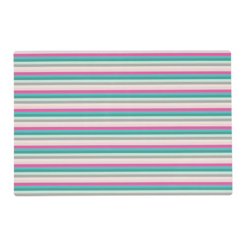 Pink Teal and Grey Striped Placemat