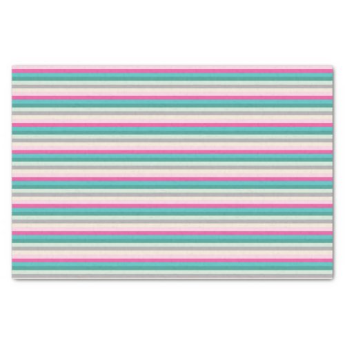 Pink Teal and Grey Striped Tissue Paper