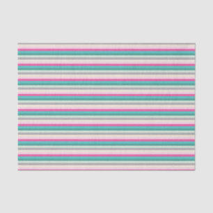 Pink Teal and Grey Striped Tissue Paper