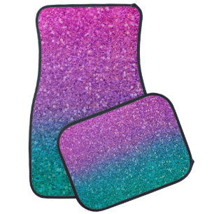 Pink Teal Aqua Blue & Purple Sparkly Glitter Car Floor Mat