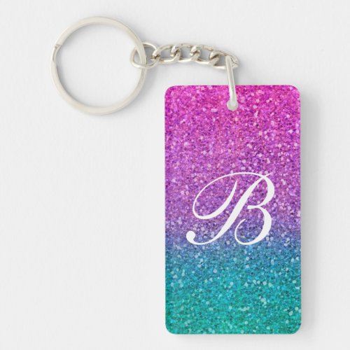 Pink Teal Aqua Blue  Purple Sparkly Glitter Name Keychain