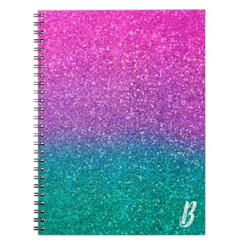 Pink Teal Aqua Blue  Purple Sparkly Glitter Notebook