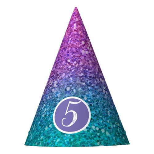 Pink Teal Aqua Blue  Purple Sparkly Glitter Party Hat