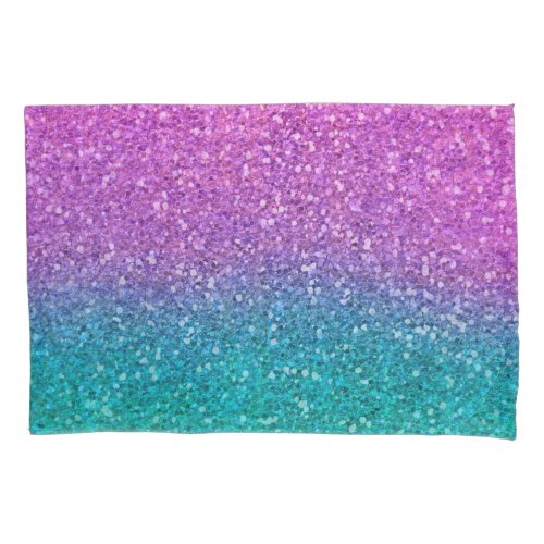 Pink Teal Aqua Blue  Purple Sparkly Glitter Pillow Case