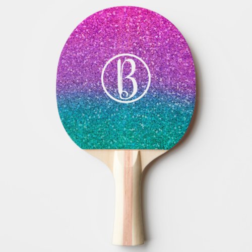 Pink Teal Aqua Blue  Purple Sparkly Glitter Ping Pong Paddle
