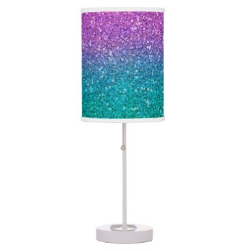 Pink Teal Aqua Blue & Purple Sparkly Glitter Table Lamp