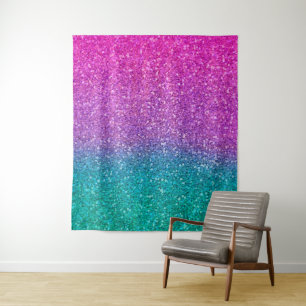 Pink Teal Aqua Blue & Purple Sparkly Glitter Tapestry
