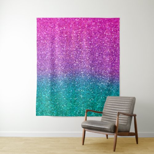 Pink Teal Aqua Blue  Purple Sparkly Glitter Tapestry