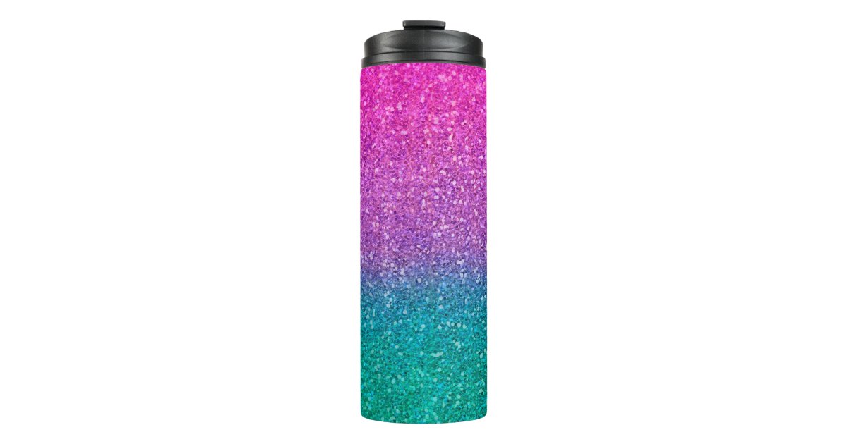 Pink Teal Aqua Blue & Purple Sparkly Glitter Thermal Tumbler | Zazzle