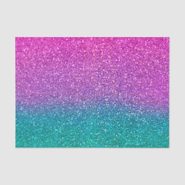 Pink Teal Aqua Blue & Purple Sparkly Glitter Tissue Paper (Front)