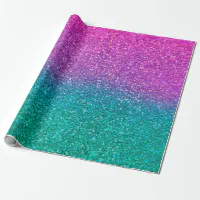 Metallic Iridescent Rainbow Pink Aqua Purple Girly Wrapping Paper