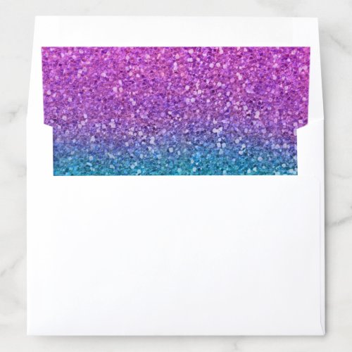 Pink Teal Aqua   Purple Sparkly Glitter Sweet 16 Envelope Liner