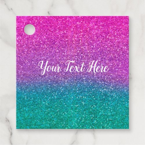 Pink Teal Aqua  Purple Sparkly Glitter Sweet 16 Favor Tags