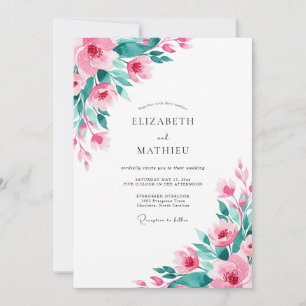 Pink Teal Atmospheric Spring Wedding Invitation
