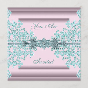 Pink Teal Blue Black Tie Party Invitation