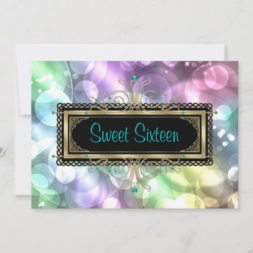 Pink Teal Blue Bubbles Sweet Sixteen Birthday Part Personalized Invites