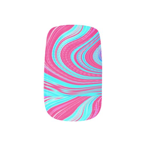Pink Teal Blue Swirls Abstract Artistic Girly Cute Minx Nail Art
