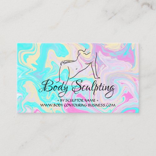 Pink teal Body sculpting contouring spa woman Business Card