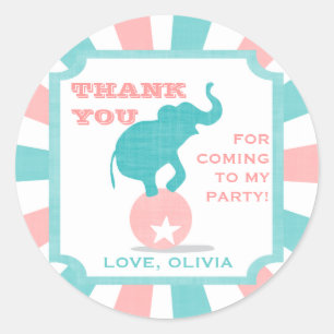 Pink Teal Carnival Party Big Top Favor Sticker